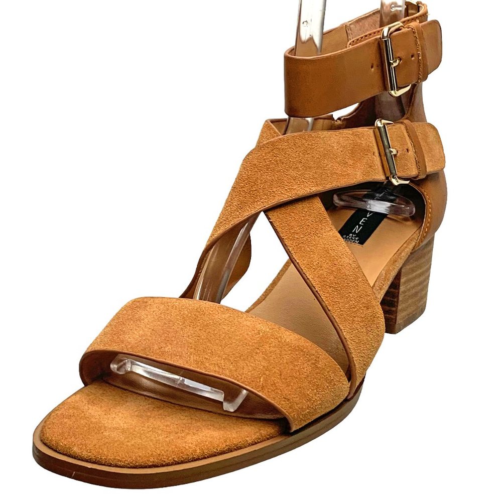 STEVEN by steve madden Elinda Suede Strappy Block Heel Sandals